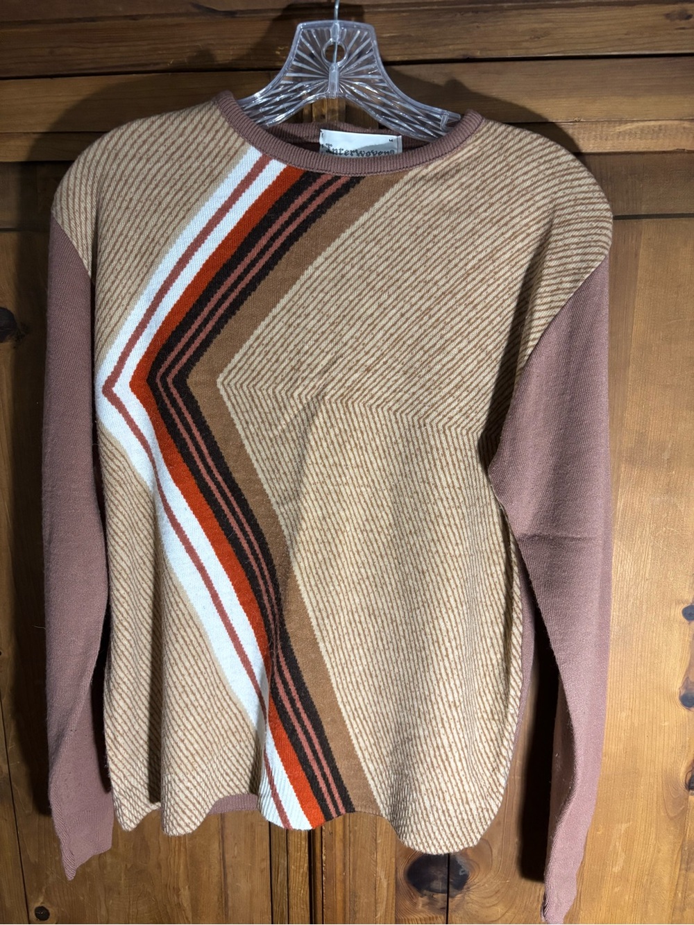 Vintage Tan & Rust Geometric Women's Sweater